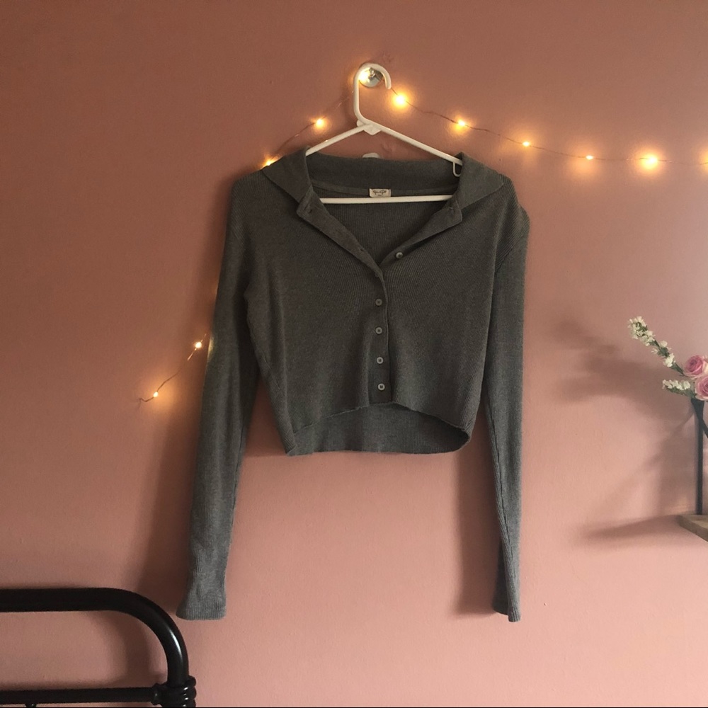 button down gray top from brandy melville